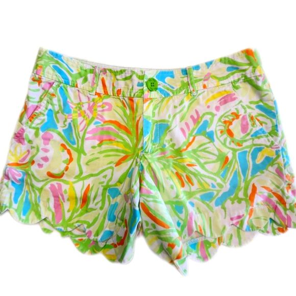 Lilly Pulitzer The Buttercup Short. Bright Green Tropical Floral, Size 2 - Picture 1 of 7